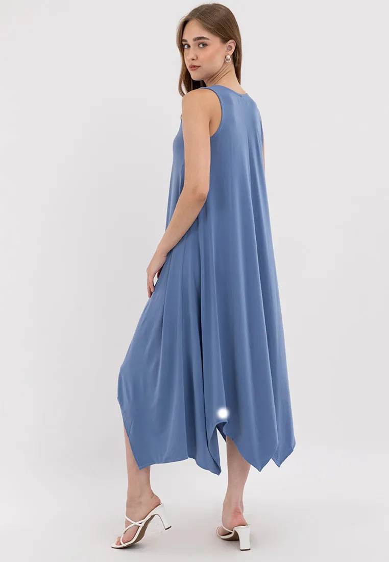 Amiera Sleeveless Asymmetric Hem Jersey Maxi Dress