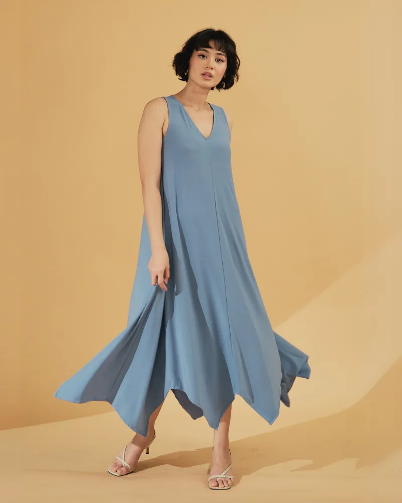 Amiera Sleeveless Asymmetric Hem Jersey Maxi Dress
