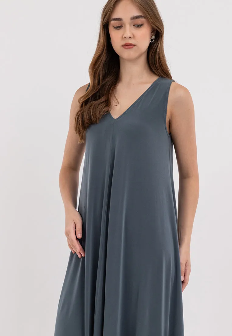 Amiera Sleeveless Asymmetric Hem Jersey Maxi Dress