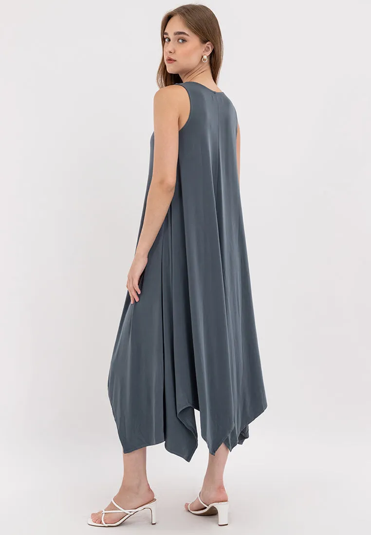 Amiera Sleeveless Asymmetric Hem Jersey Maxi Dress