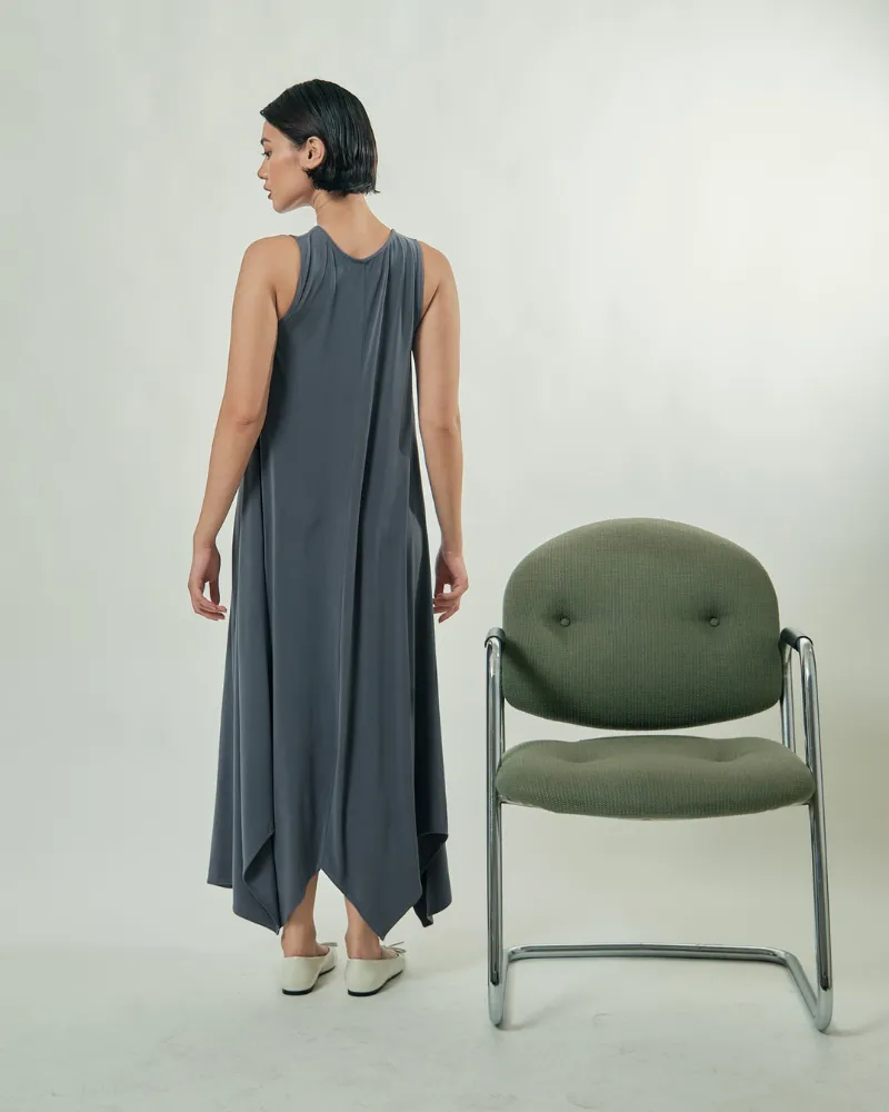 Amiera Sleeveless Asymmetric Hem Jersey Maxi Dress