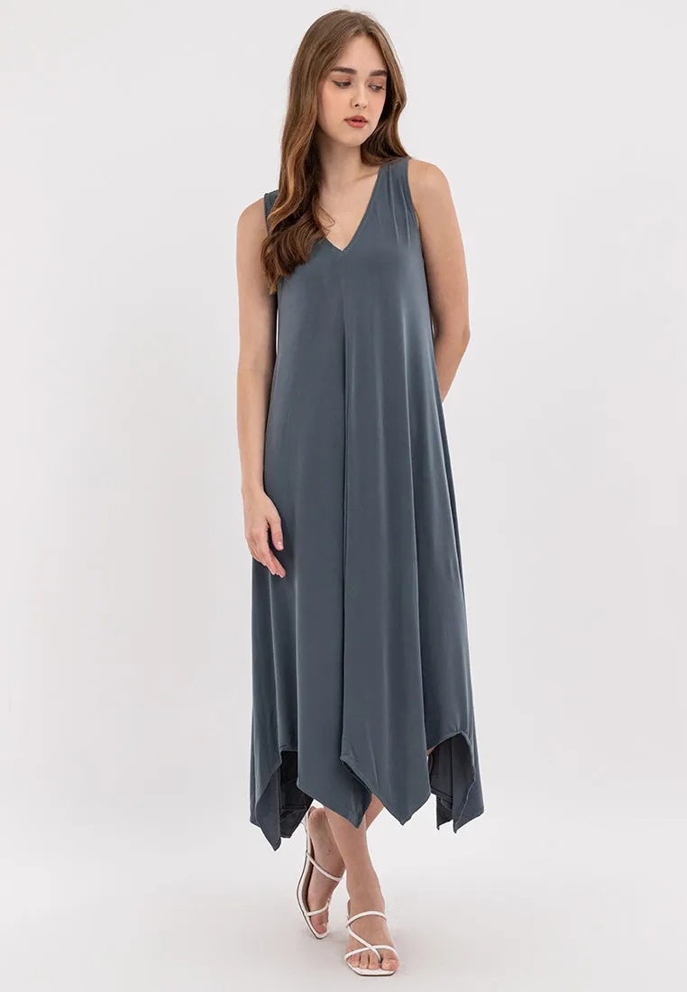 Amiera Sleeveless Asymmetric Hem Jersey Maxi Dress