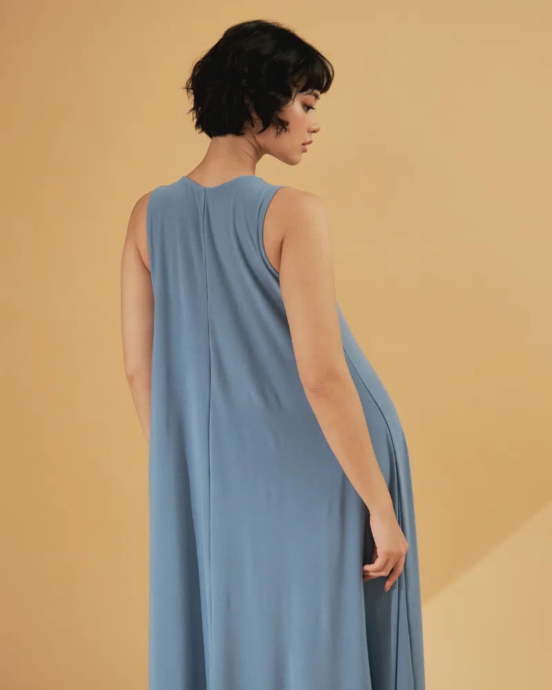 Amiera Sleeveless Asymmetric Hem Jersey Maxi Dress
