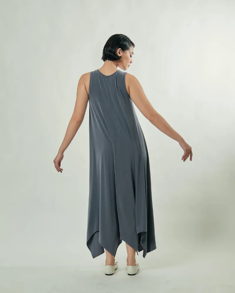 Amiera Sleeveless Asymmetric Hem Jersey Maxi Dress