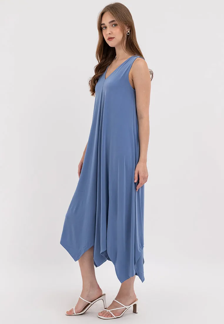 Amiera Sleeveless Asymmetric Hem Jersey Maxi Dress