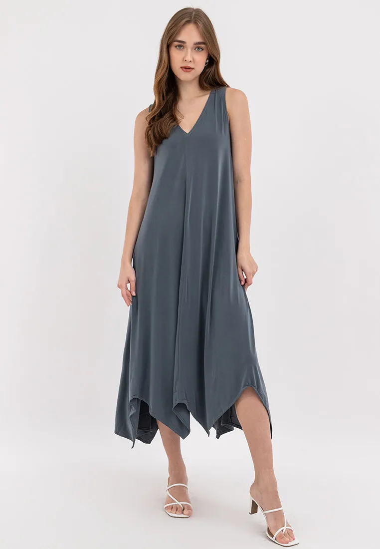 Amiera Sleeveless Asymmetric Hem Jersey Maxi Dress