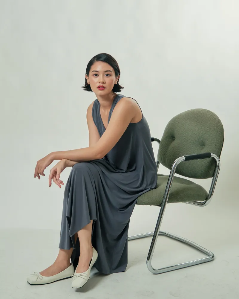Amiera Sleeveless Asymmetric Hem Jersey Maxi Dress