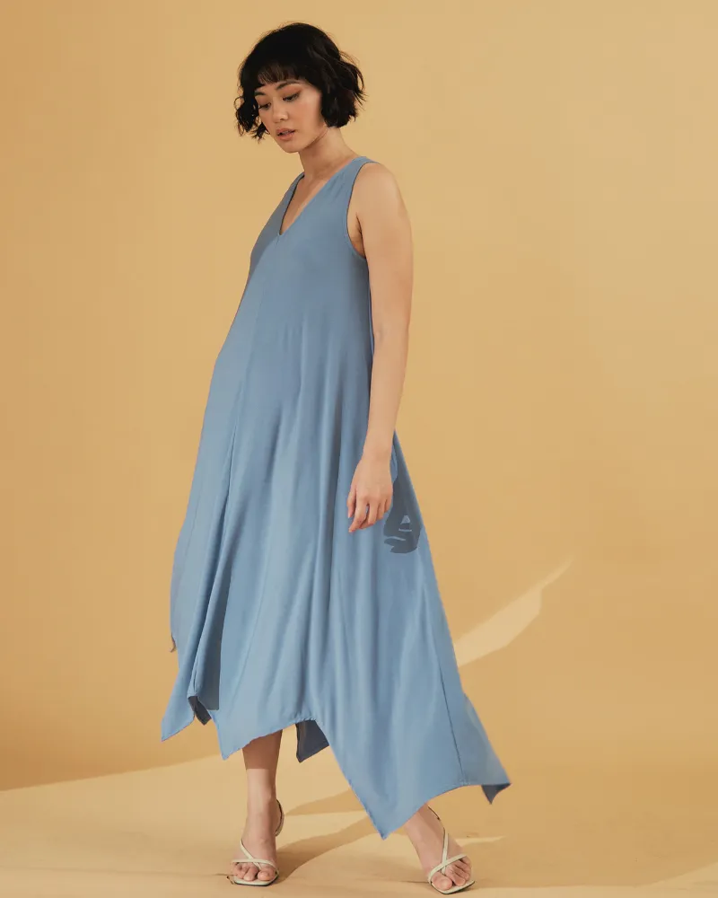 Amiera Sleeveless Asymmetric Hem Jersey Maxi Dress