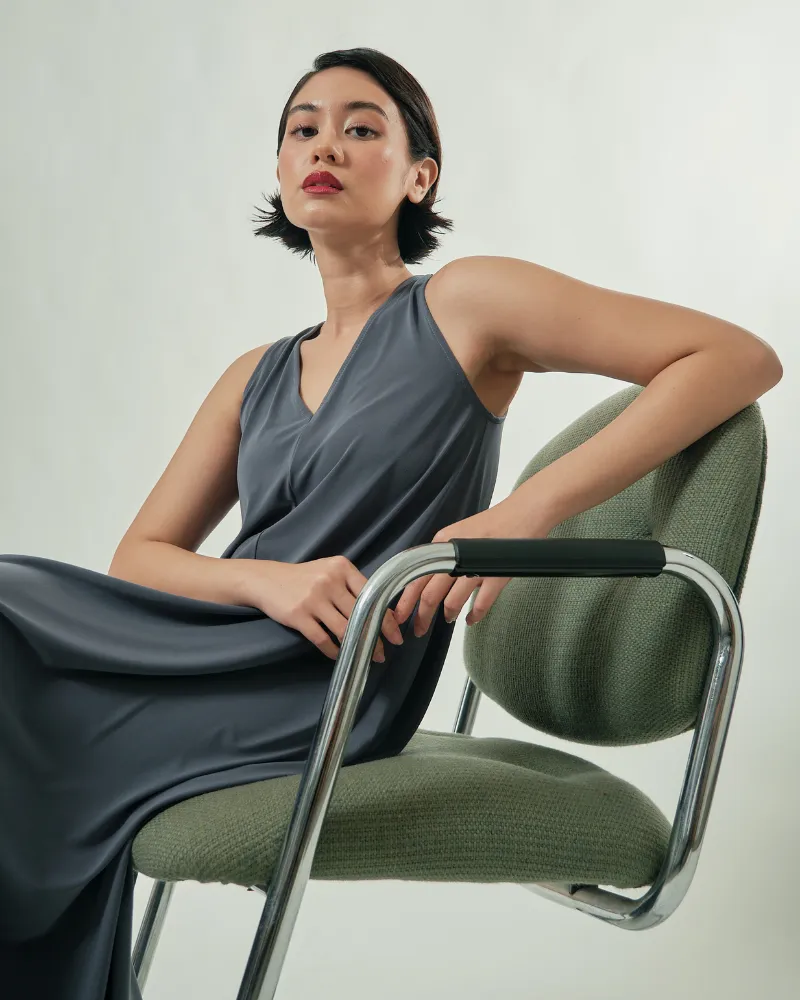 Amiera Sleeveless Asymmetric Hem Jersey Maxi Dress