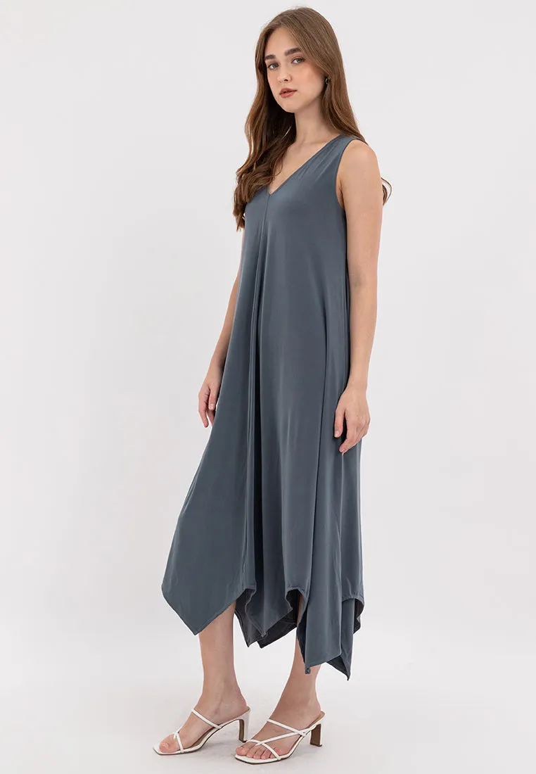 Amiera Sleeveless Asymmetric Hem Jersey Maxi Dress