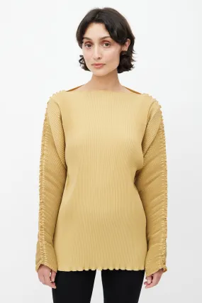 Beige Plisse Structured Top