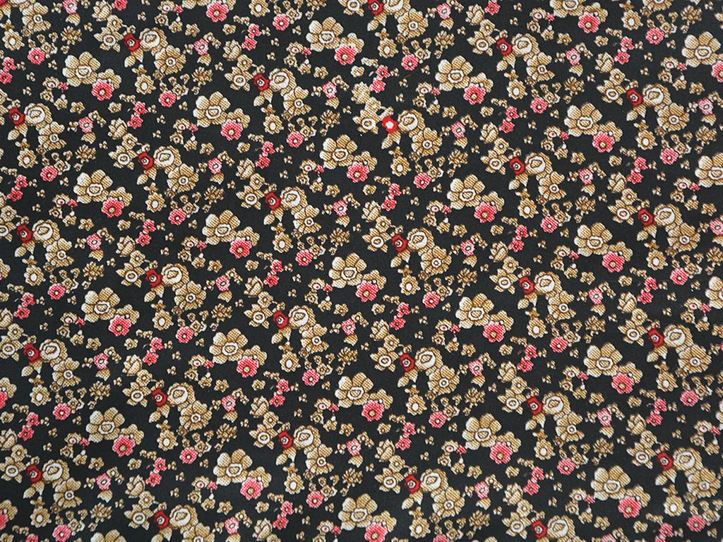 Black & Cream Floral Digital Printed Premium Crepe Fabric