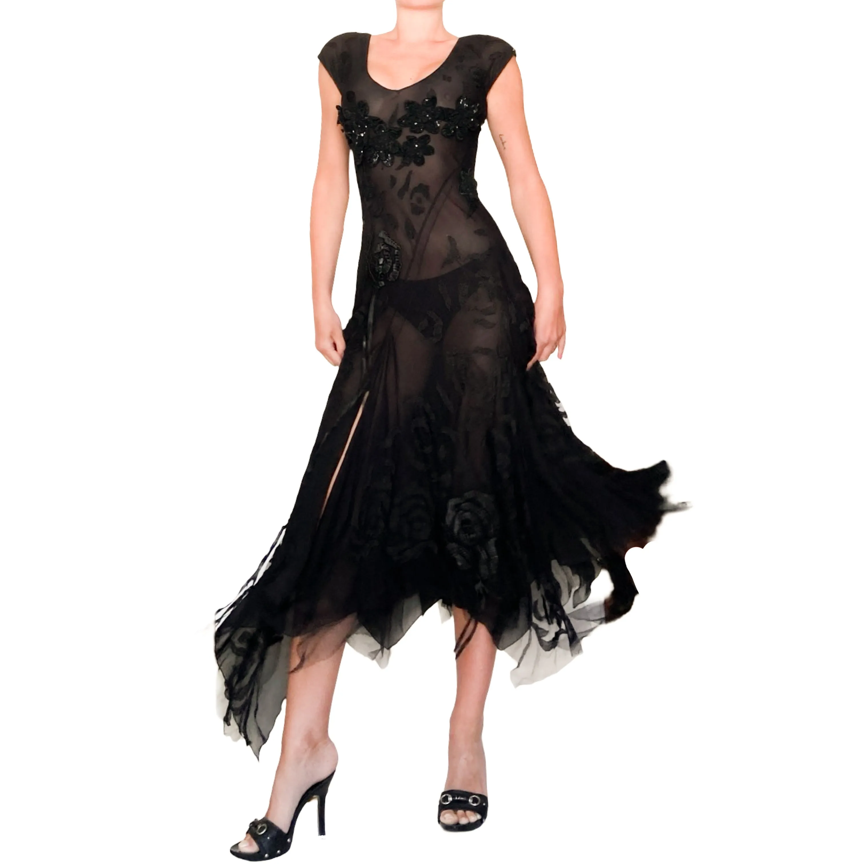 Blumarine S/S 2002 silk lace maxi dress (runway)