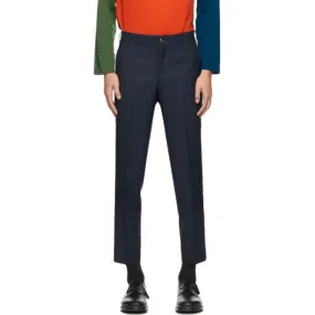 Comme des Garcons Homme Deux Navy Wool Windowpane Trousers