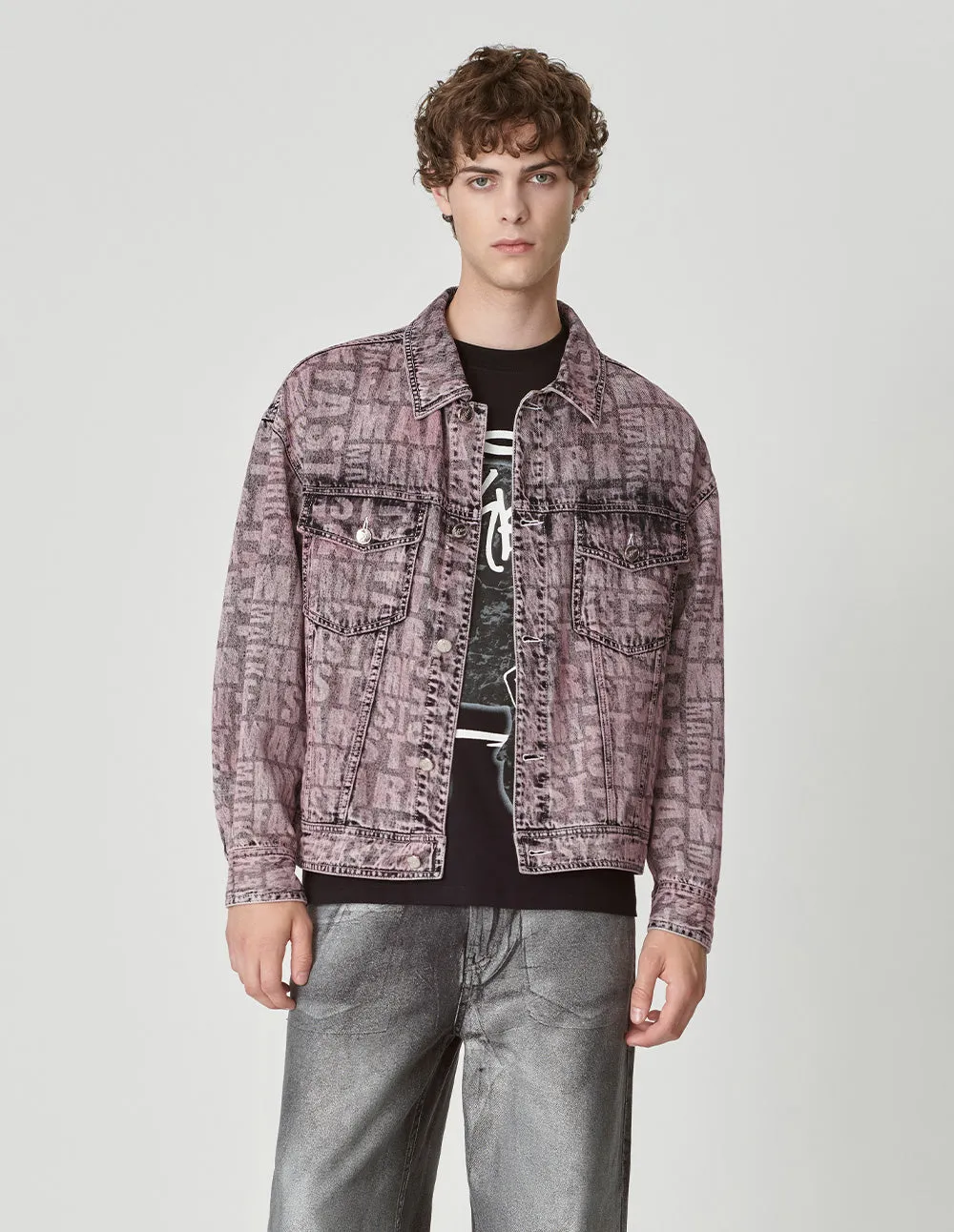 Couple Style Snowflake Dyed Washed Denim Jacket