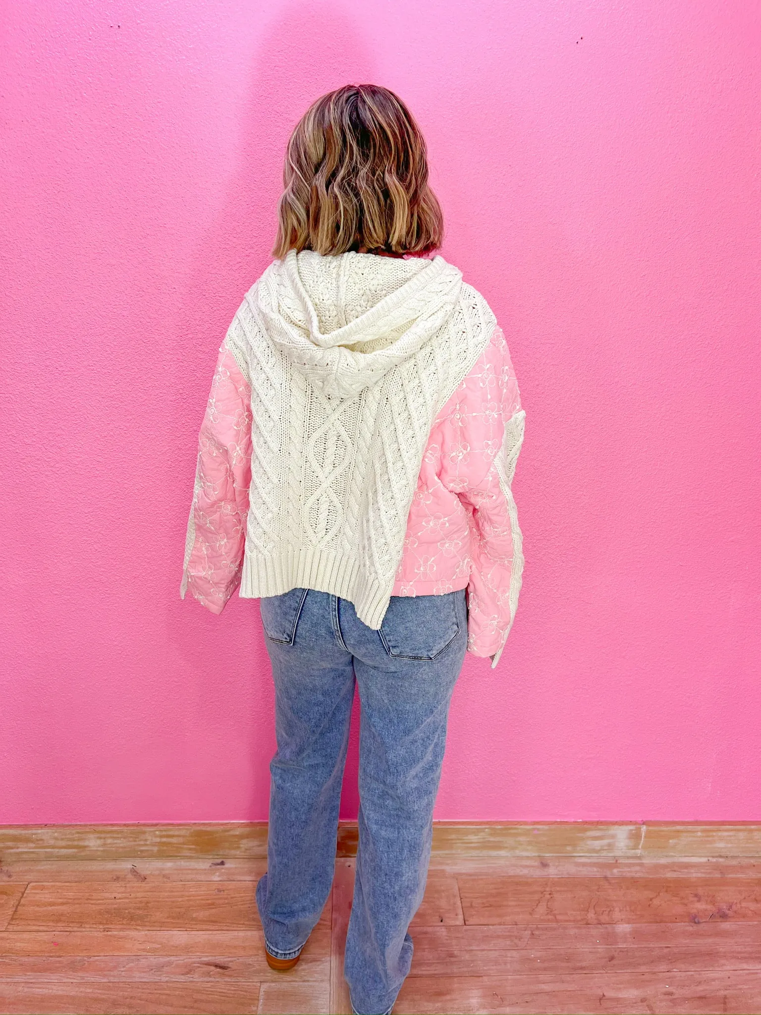 Cozy Together Sweater - Cream/Pink