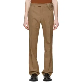 Dries Van Noten Brown and Red Pinstripe Trousers