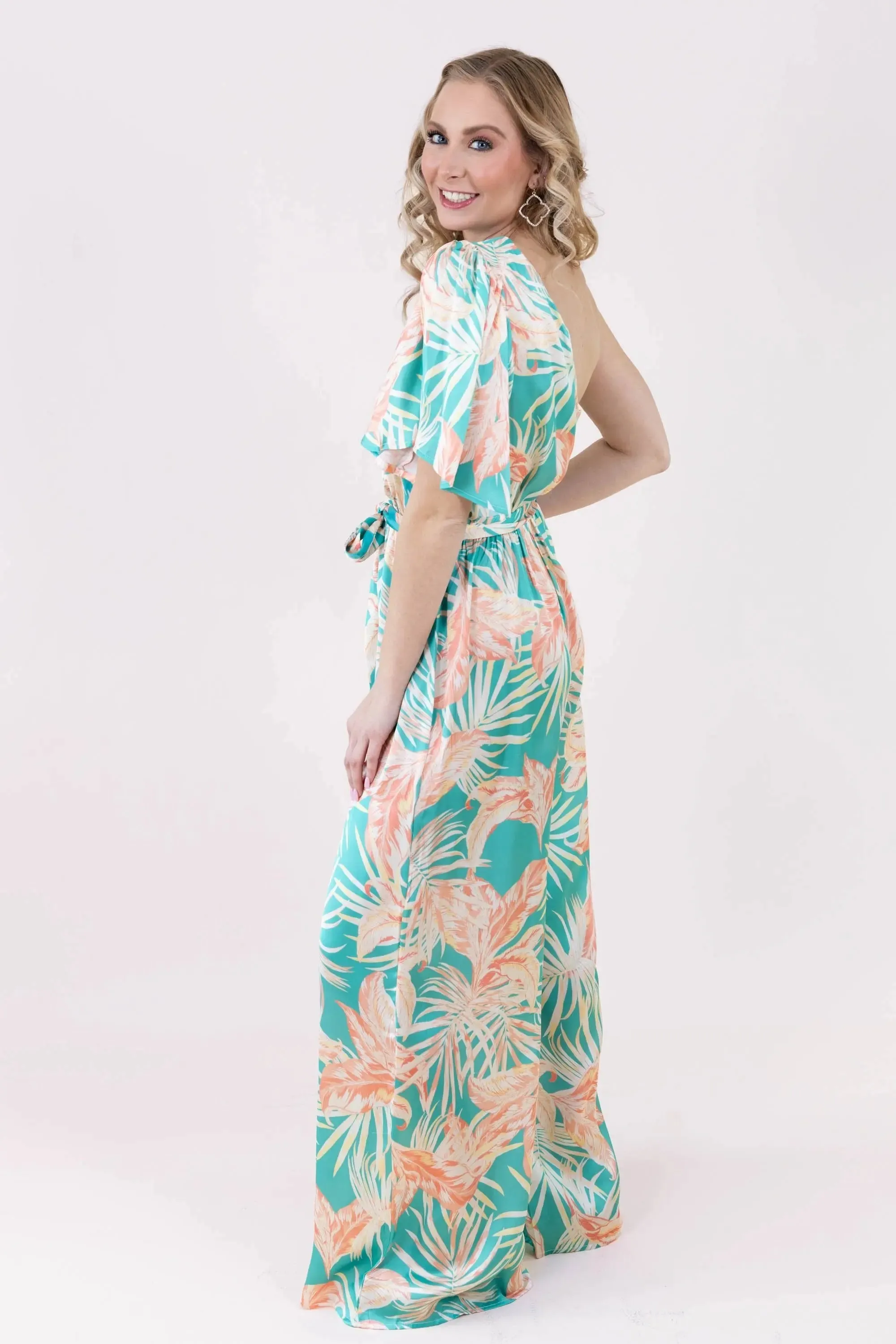 Island Life Turquoise Coral Jumpsuit