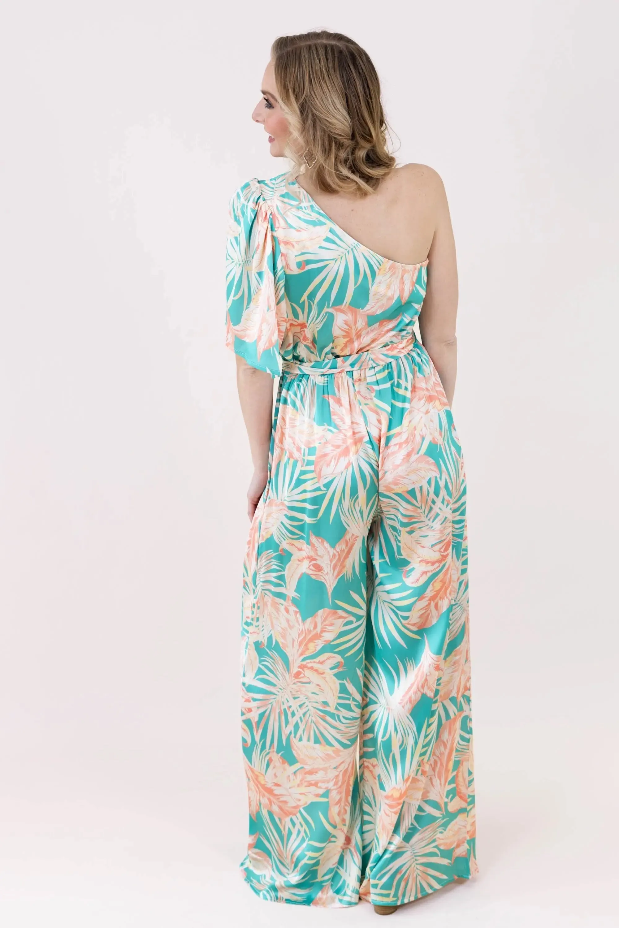 Island Life Turquoise Coral Jumpsuit