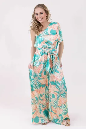 Island Life Turquoise Coral Jumpsuit