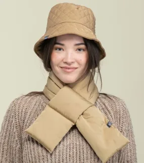 Let it Snow Short Puffer Scarf - Tan