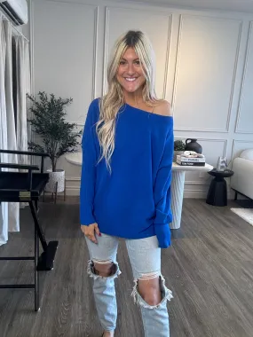 Madison Soft Batwing Sweater-Blue