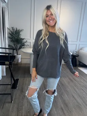 Madison Soft Batwing Sweater-Grey
