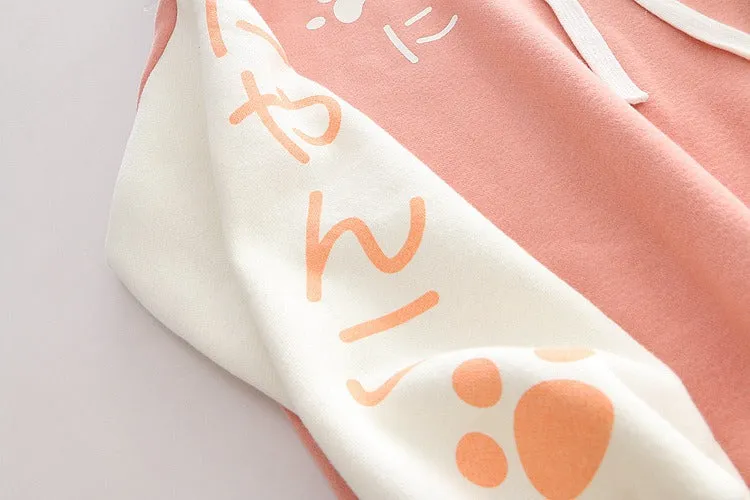 Meow Elegance: Harajuku Kitty Paw Letter Hooded Sweatshirt - Elevate Your Style with Feline Charm! 🌈😺