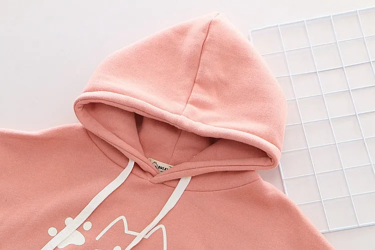 Meow Elegance: Harajuku Kitty Paw Letter Hooded Sweatshirt - Elevate Your Style with Feline Charm! 🌈😺