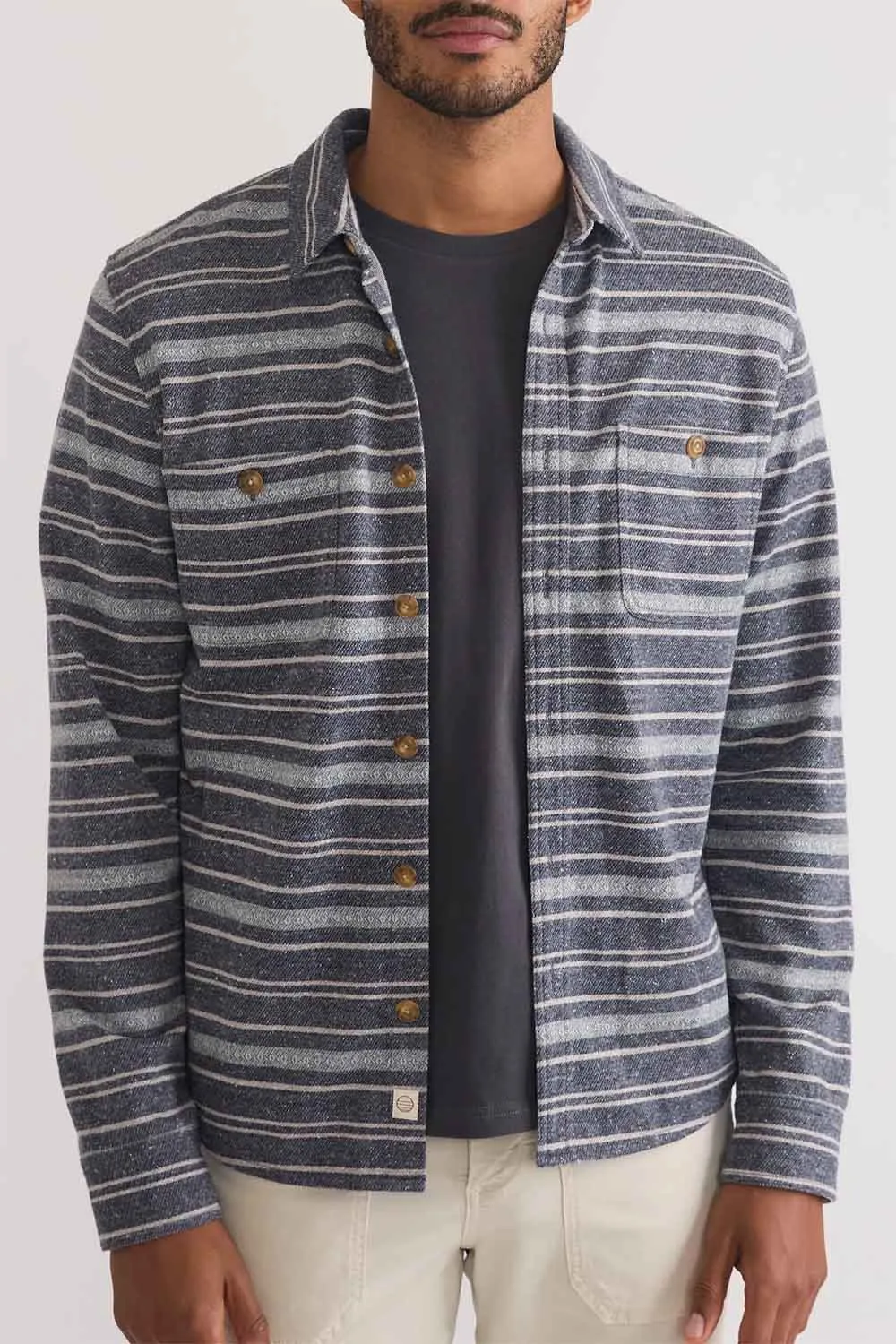 PACIFICA STRETCH SHIRT Navy/Grey Baja Stripe