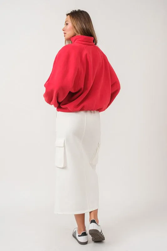 Piper Snap Button Collared Sweater Red