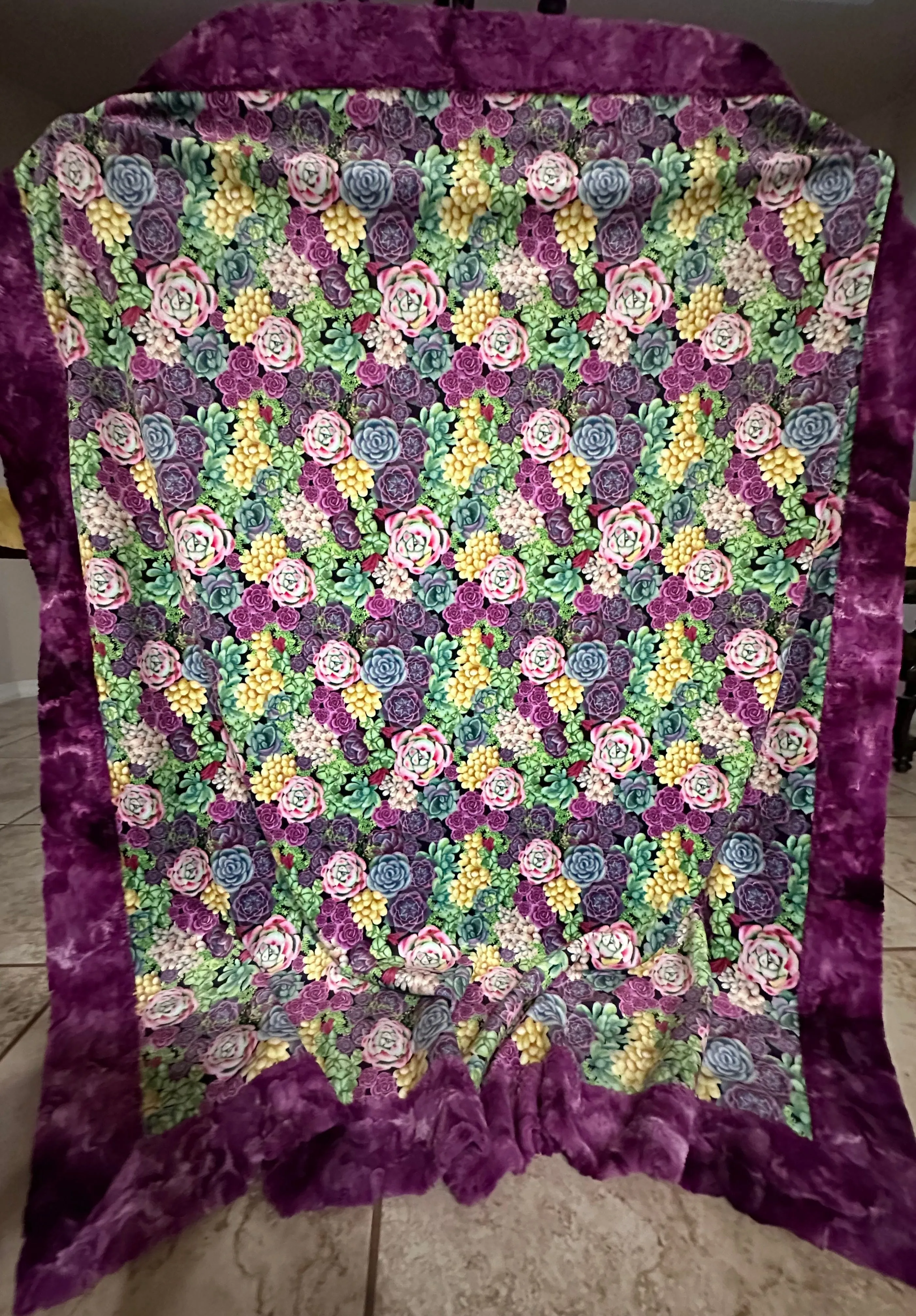 Succulents Peridot on Alex Grapewine Throw/Child/Crib/Baby/Travel Minky Blanket 53x64