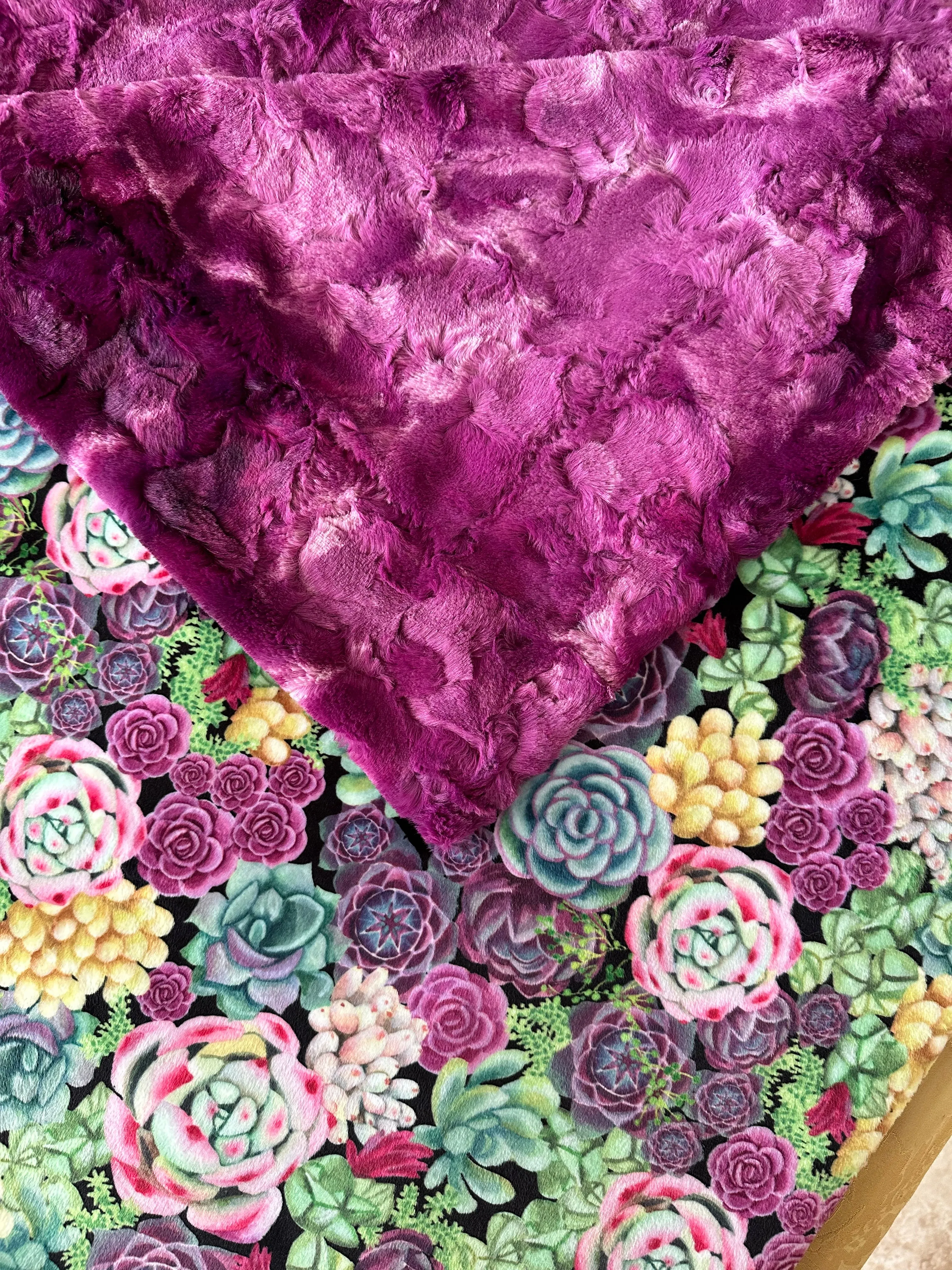 Succulents Peridot on Alex Grapewine Throw/Child/Crib/Baby/Travel Minky Blanket 53x64