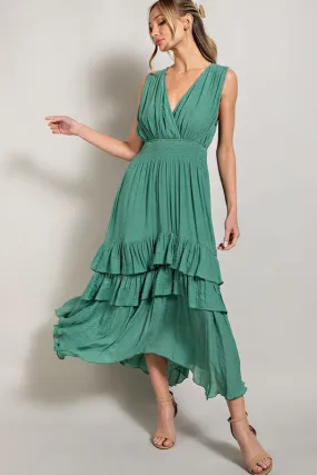 V Neck Ruffle Maxi Dress